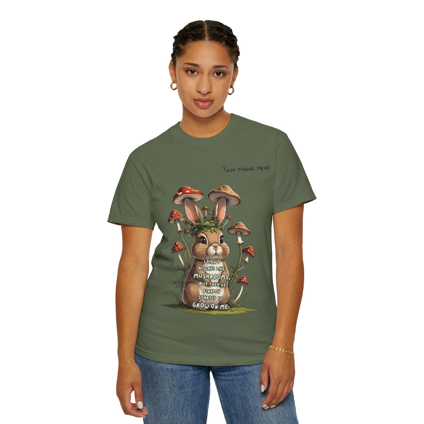 Cute Mushroom Bunny T-Shirt, Funny Quote Tee, Gift for Nature Lovers, Trendy Unisex Shirt, Casual Wear, Gardening Gift