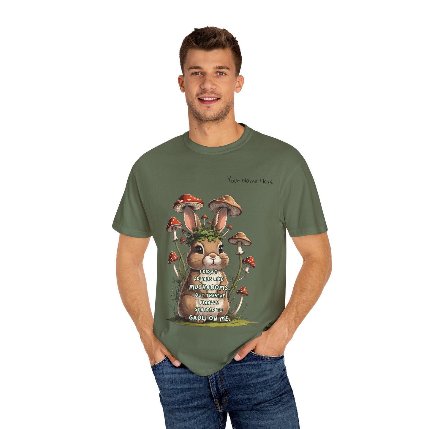 Cute Mushroom Bunny T-Shirt, Funny Quote Tee, Gift for Nature Lovers, Trendy Unisex Shirt, Casual Wear, Gardening Gift