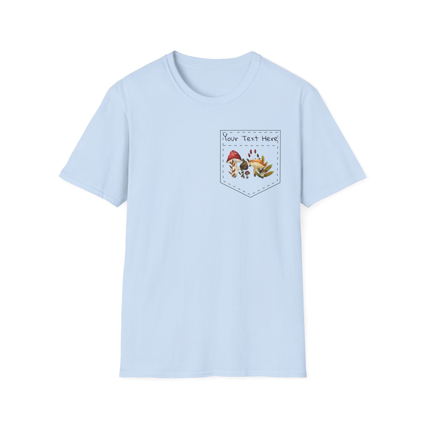 Personalized Mushroom Pocket Tee, Nature T-Shirt, Plant Lover Gift, Botanical Graphic Shirt, Fungi Print Top