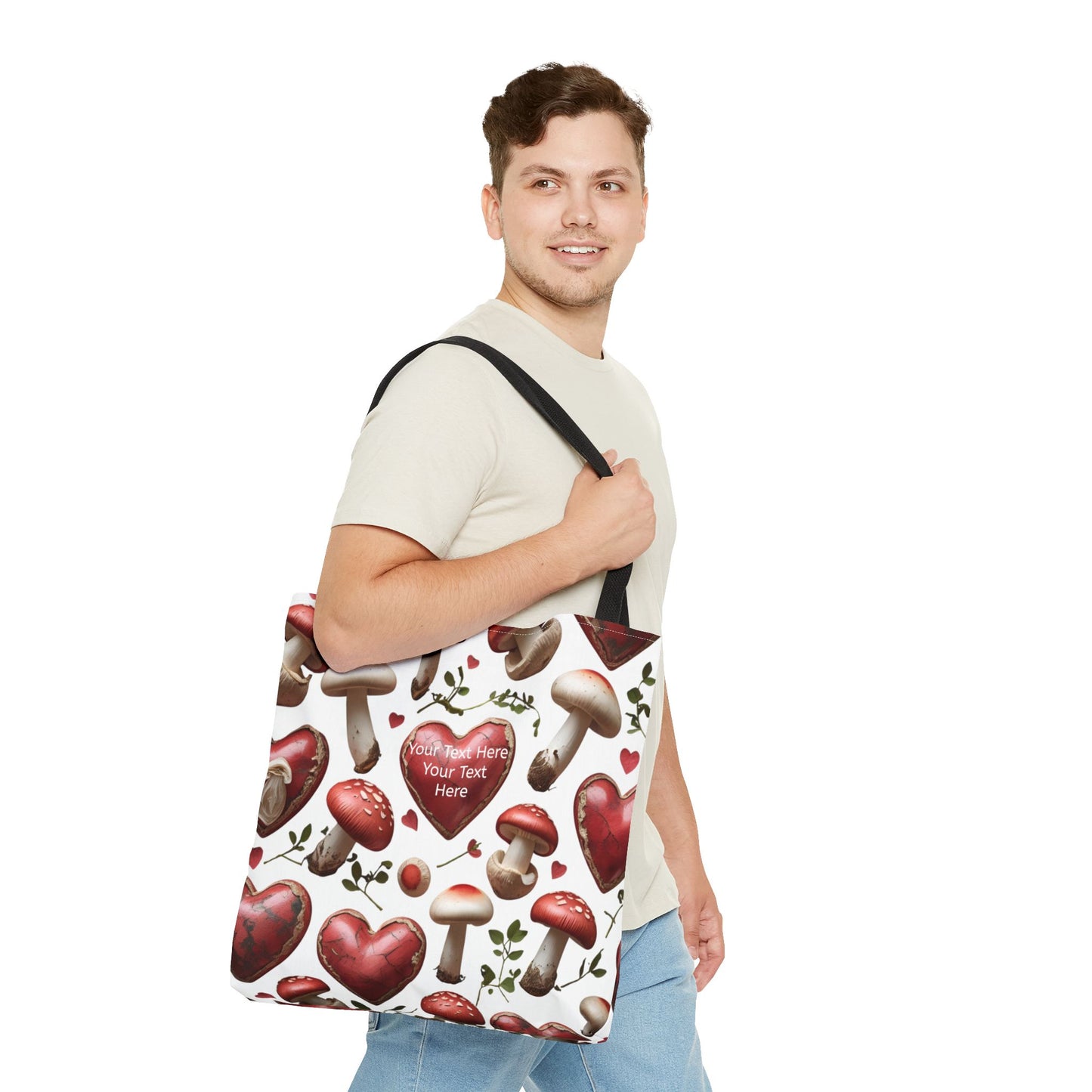 Personalized Mushroom Tote Bag | Cute Heart & Fungi Design | Eco-Friendly Shopping Bag, Gift for Her, Floral Grocery Bag, Boho Style