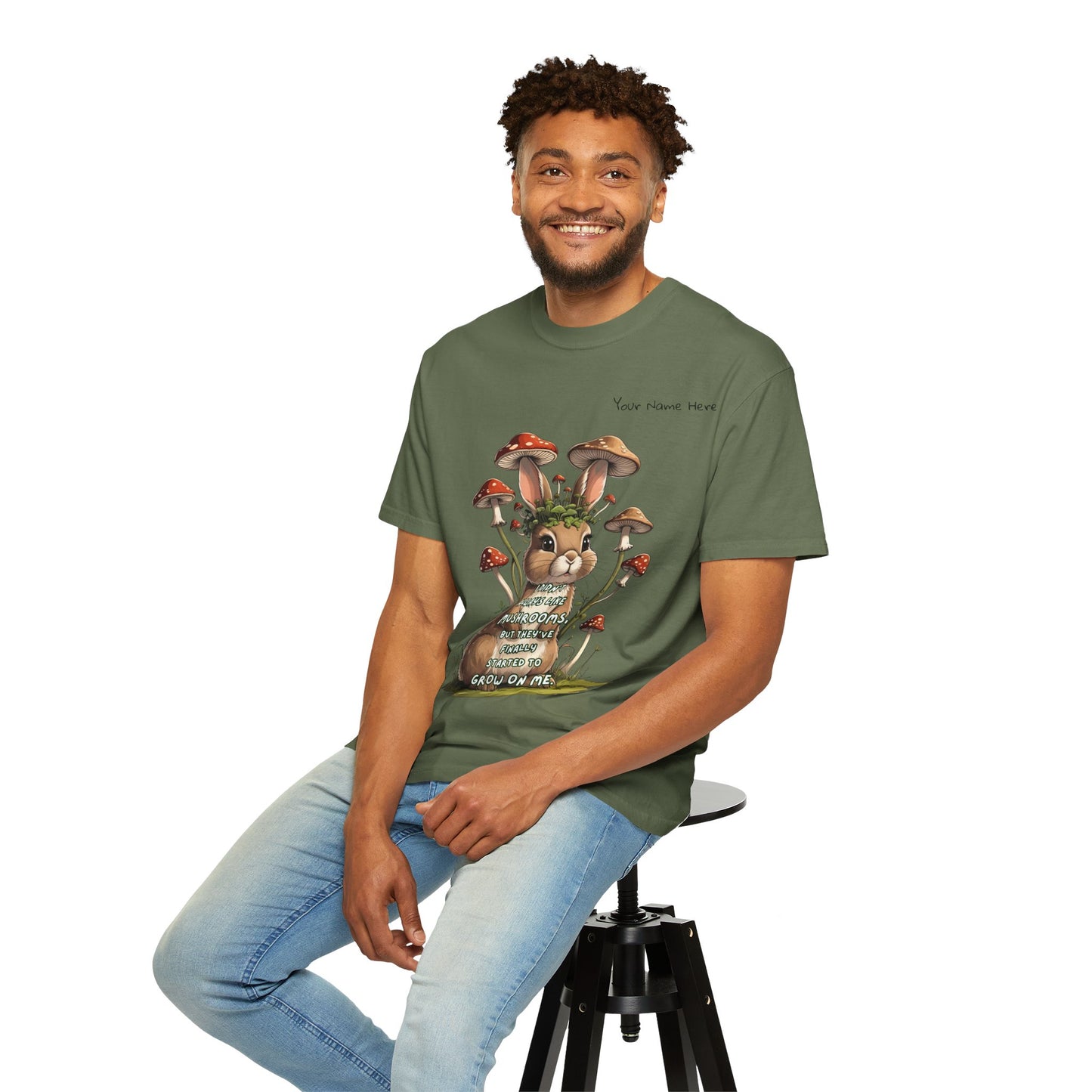 Cute Mushroom Bunny T-Shirt, Funny Quote Tee, Gift for Nature Lovers, Trendy Unisex Shirt, Casual Wear, Gardening Gift
