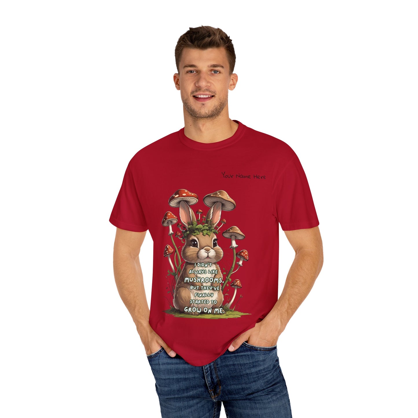 Cute Mushroom Bunny T-Shirt, Funny Quote Tee, Gift for Nature Lovers, Trendy Unisex Shirt, Casual Wear, Gardening Gift