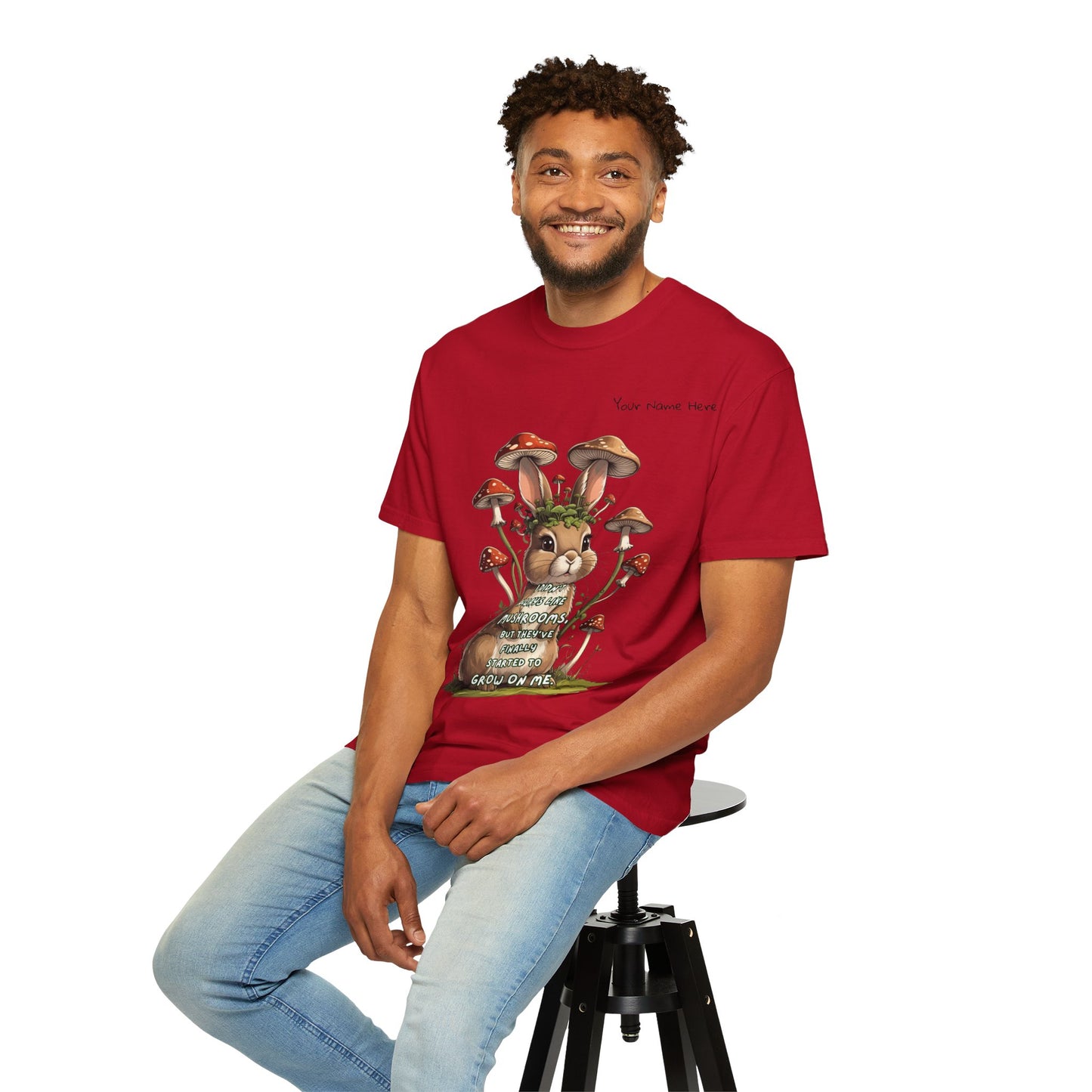 Cute Mushroom Bunny T-Shirt, Funny Quote Tee, Gift for Nature Lovers, Trendy Unisex Shirt, Casual Wear, Gardening Gift