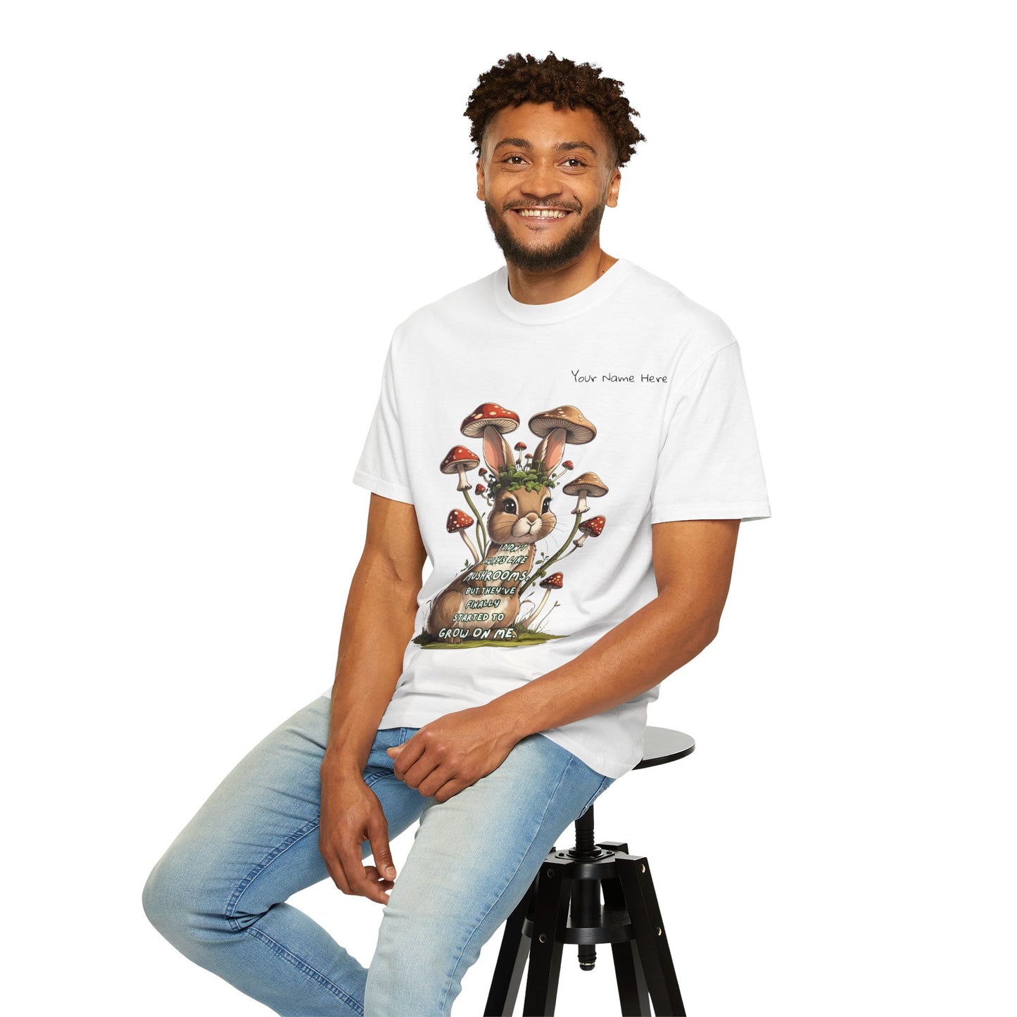 Cute Mushroom Bunny T-Shirt, Funny Quote Tee, Gift for Nature Lovers, Trendy Unisex Shirt, Casual Wear, Gardening Gift