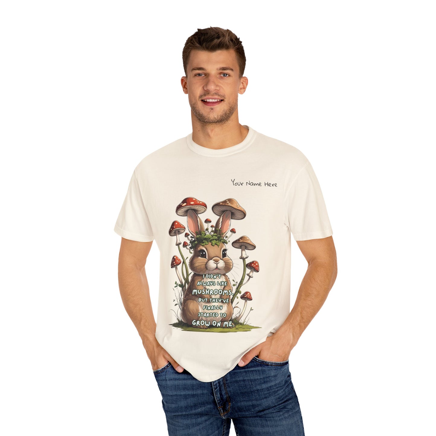 Cute Mushroom Bunny T-Shirt, Funny Quote Tee, Gift for Nature Lovers, Trendy Unisex Shirt, Casual Wear, Gardening Gift