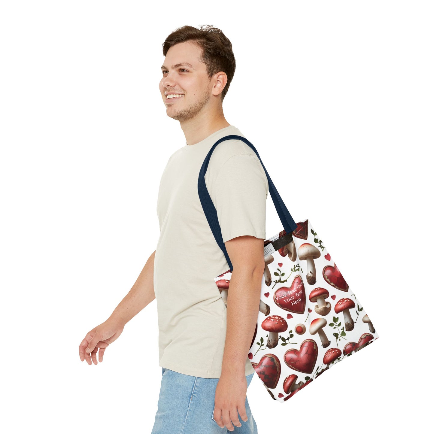 Personalized Mushroom Tote Bag | Cute Heart & Fungi Design | Eco-Friendly Shopping Bag, Gift for Her, Floral Grocery Bag, Boho Style