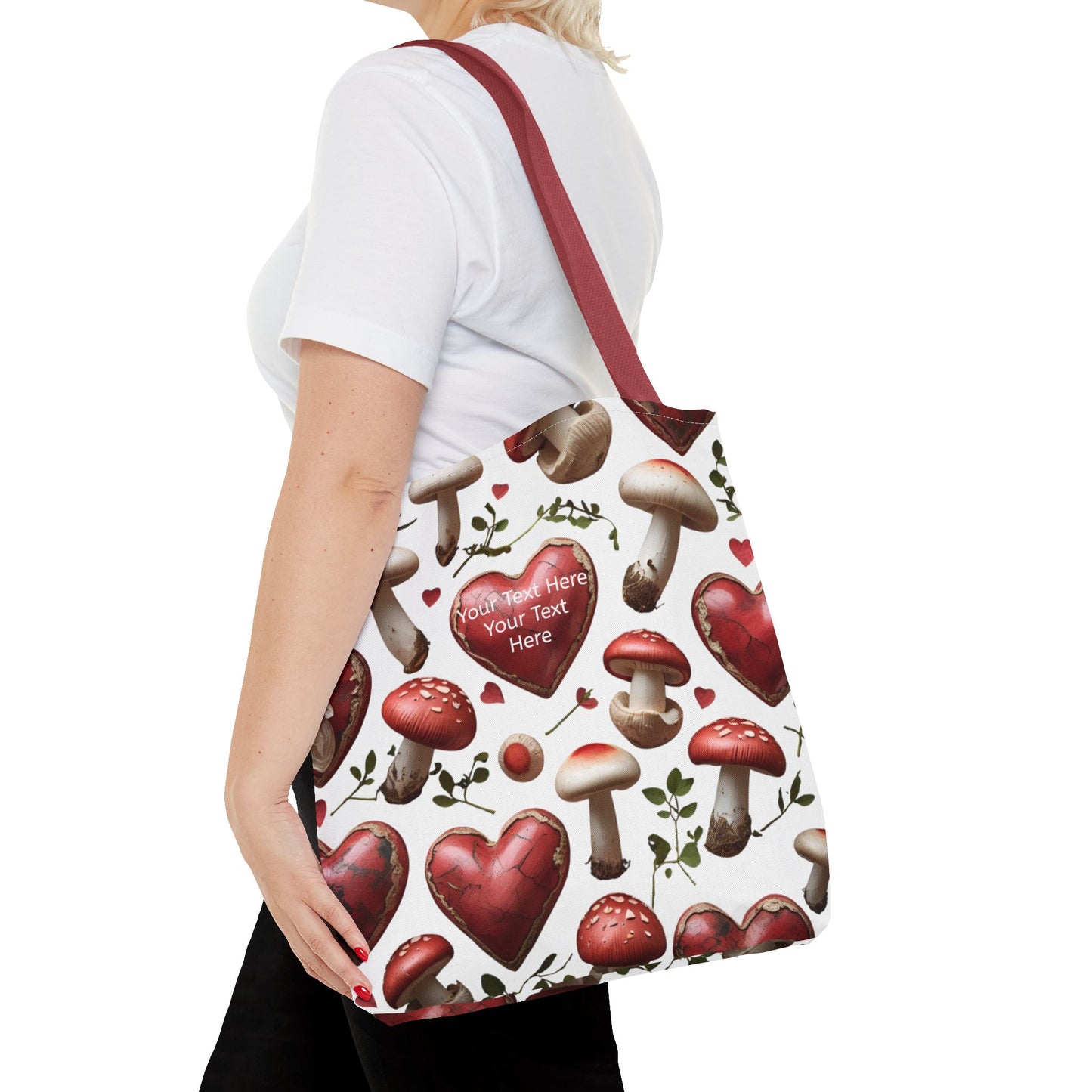 Personalized Mushroom Tote Bag | Cute Heart & Fungi Design | Eco-Friendly Shopping Bag, Gift for Her, Floral Grocery Bag, Boho Style