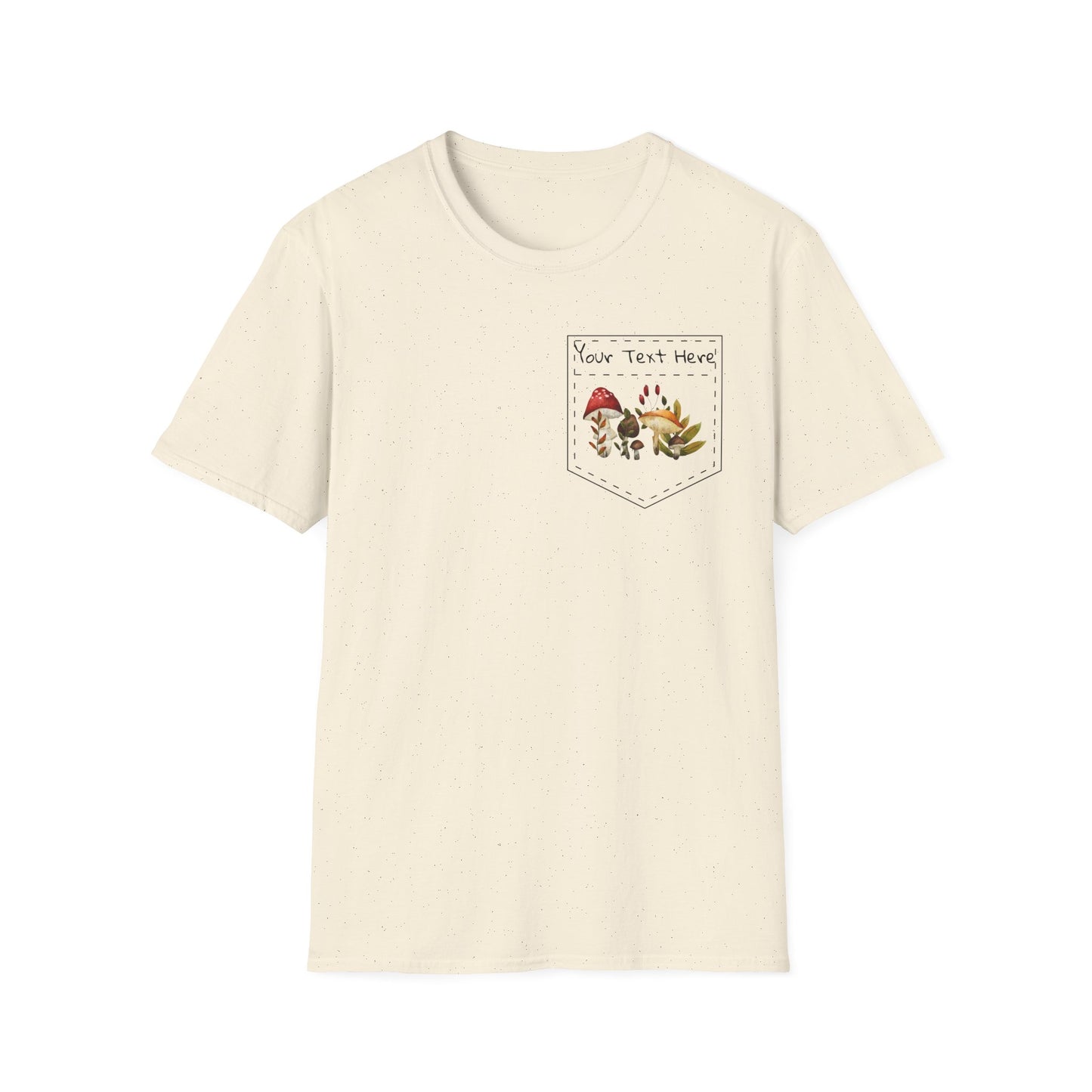 Personalized Mushroom Pocket Tee, Nature T-Shirt, Plant Lover Gift, Botanical Graphic Shirt, Fungi Print Top