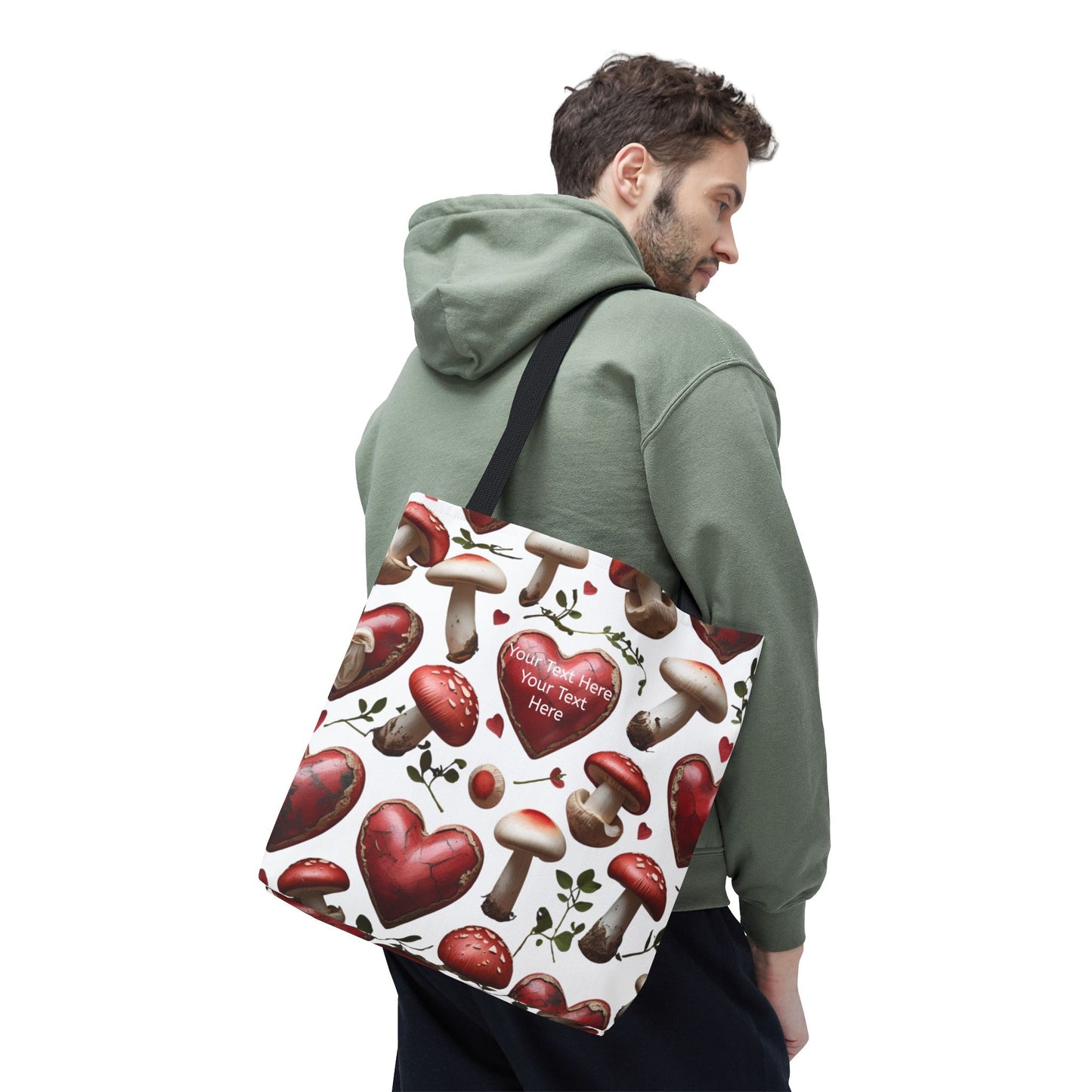 Personalized Mushroom Tote Bag | Cute Heart & Fungi Design | Eco-Friendly Shopping Bag, Gift for Her, Floral Grocery Bag, Boho Style