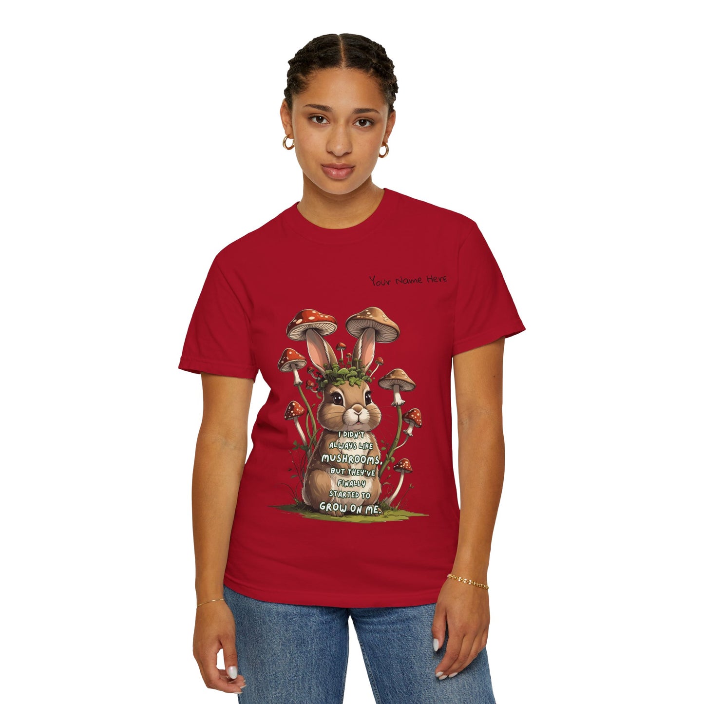 Cute Mushroom Bunny T-Shirt, Funny Quote Tee, Gift for Nature Lovers, Trendy Unisex Shirt, Casual Wear, Gardening Gift