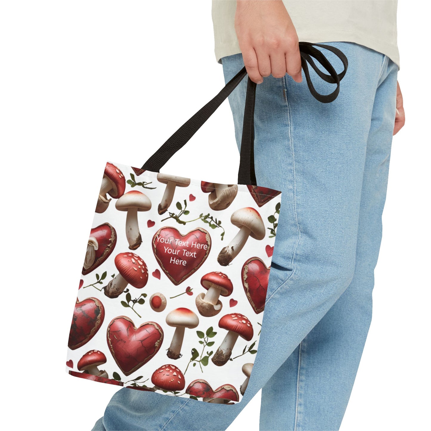 Personalized Mushroom Tote Bag | Cute Heart & Fungi Design | Eco-Friendly Shopping Bag, Gift for Her, Floral Grocery Bag, Boho Style