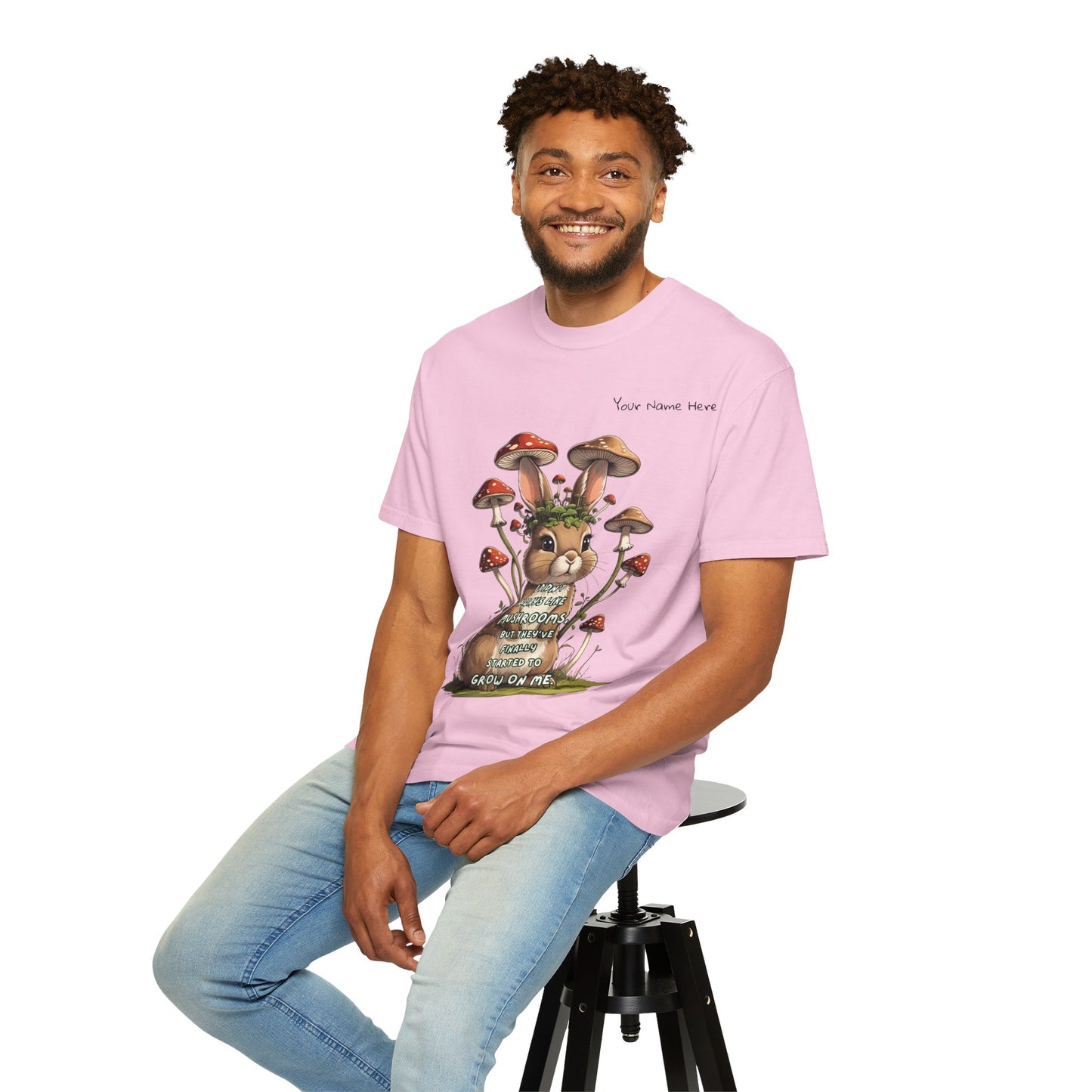 Cute Mushroom Bunny T-Shirt, Funny Quote Tee, Gift for Nature Lovers, Trendy Unisex Shirt, Casual Wear, Gardening Gift
