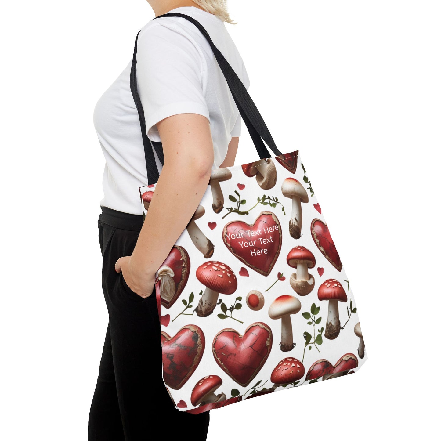 Personalized Mushroom Tote Bag | Cute Heart & Fungi Design | Eco-Friendly Shopping Bag, Gift for Her, Floral Grocery Bag, Boho Style