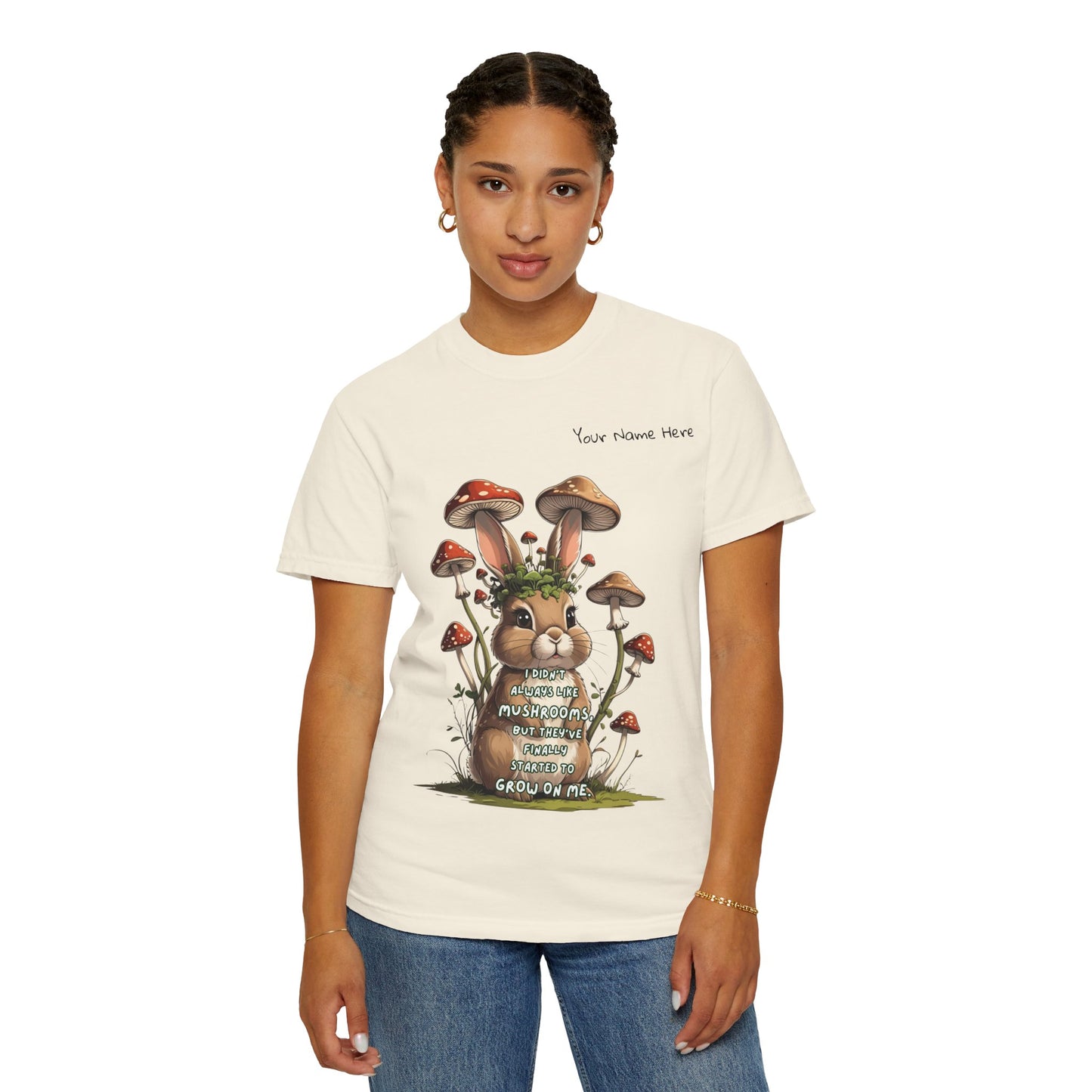 Cute Mushroom Bunny T-Shirt, Funny Quote Tee, Gift for Nature Lovers, Trendy Unisex Shirt, Casual Wear, Gardening Gift
